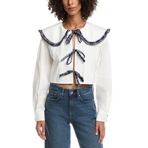 Meiven Womens  Puritan Collar Blouse, White